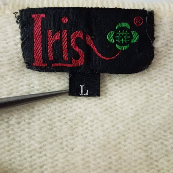 Vintage Ivory Pearl Beaded Sweater, Lambswool Angora Blend - Picture 7 of 8